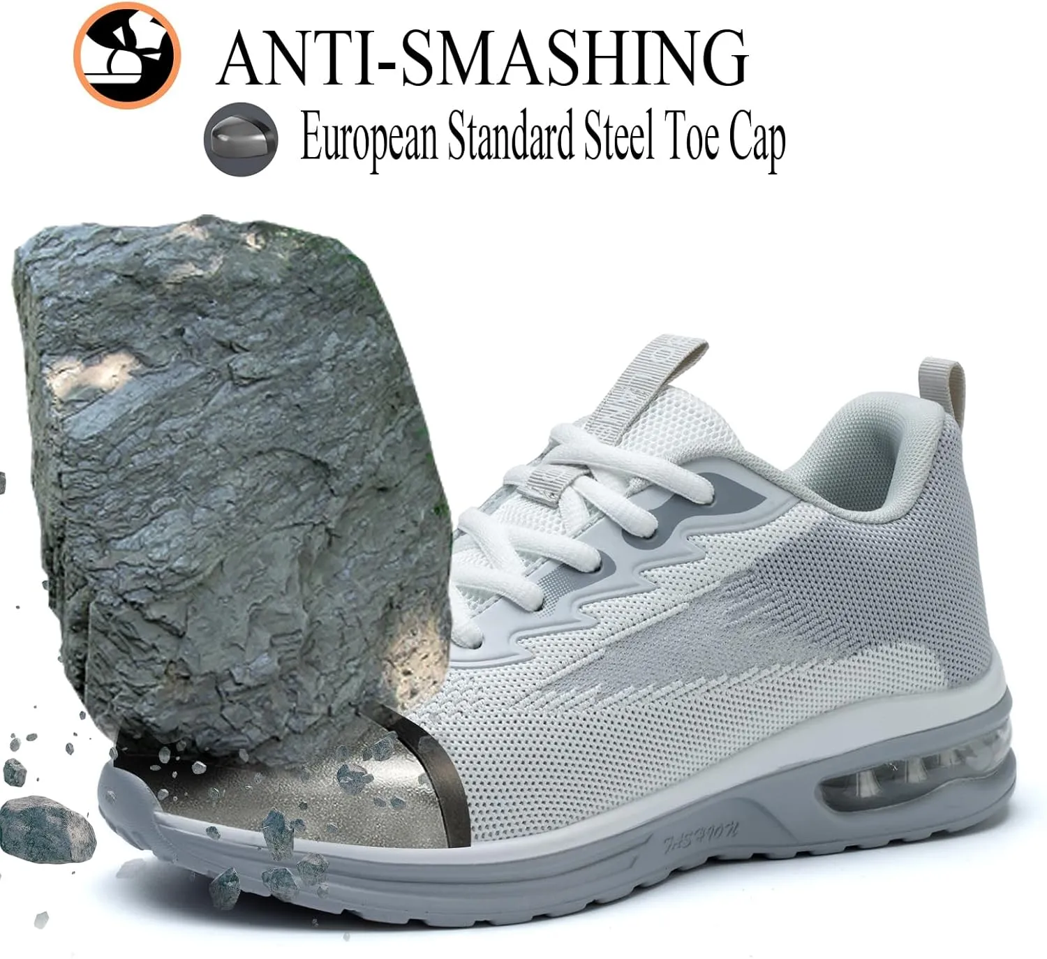 Steel Toe Shoes for Women Lightweight Breathable Safety Work Sneakers Non Slip Puncture Proof Utility Slip On Footwear for Industrial Construction
