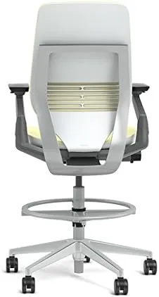 Steelcase Gesture 442 Stool Chair - Mica Elmosoft Leather, Shell Back, Light on Light Frame