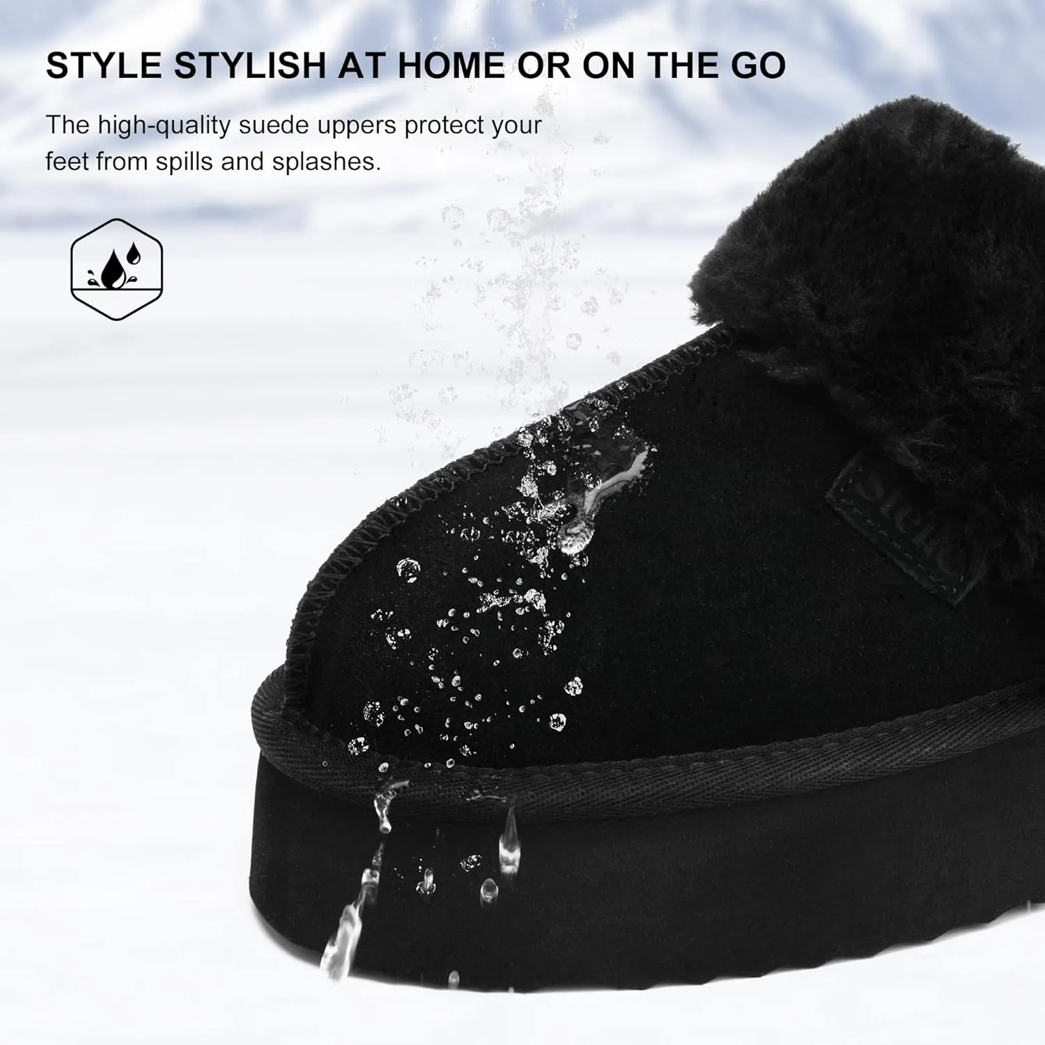 Stelle Plush Platform for Women Comfy Slippers Fleece Lining Removable Backstrap Fluffy Cozy Shoes Indoor Outdoor