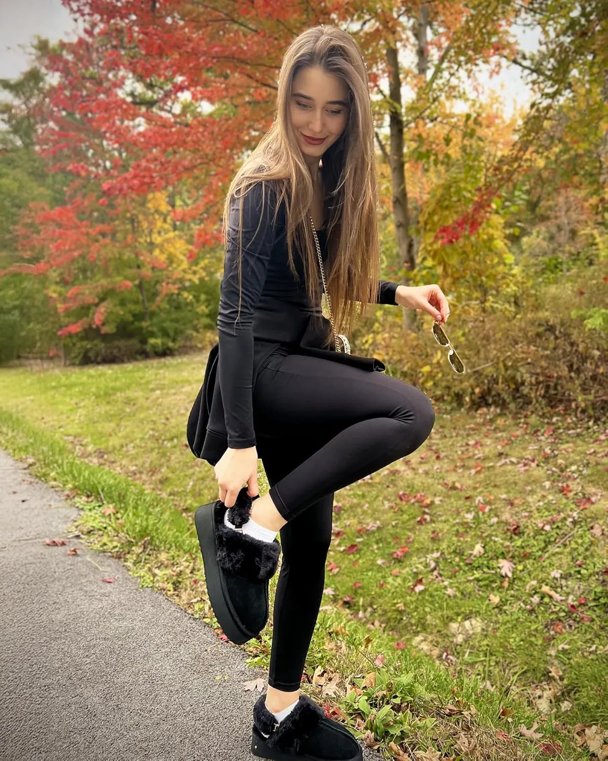 Stelle Plush Platform for Women Comfy Slippers Fleece Lining Removable Backstrap Fluffy Cozy Shoes Indoor Outdoor