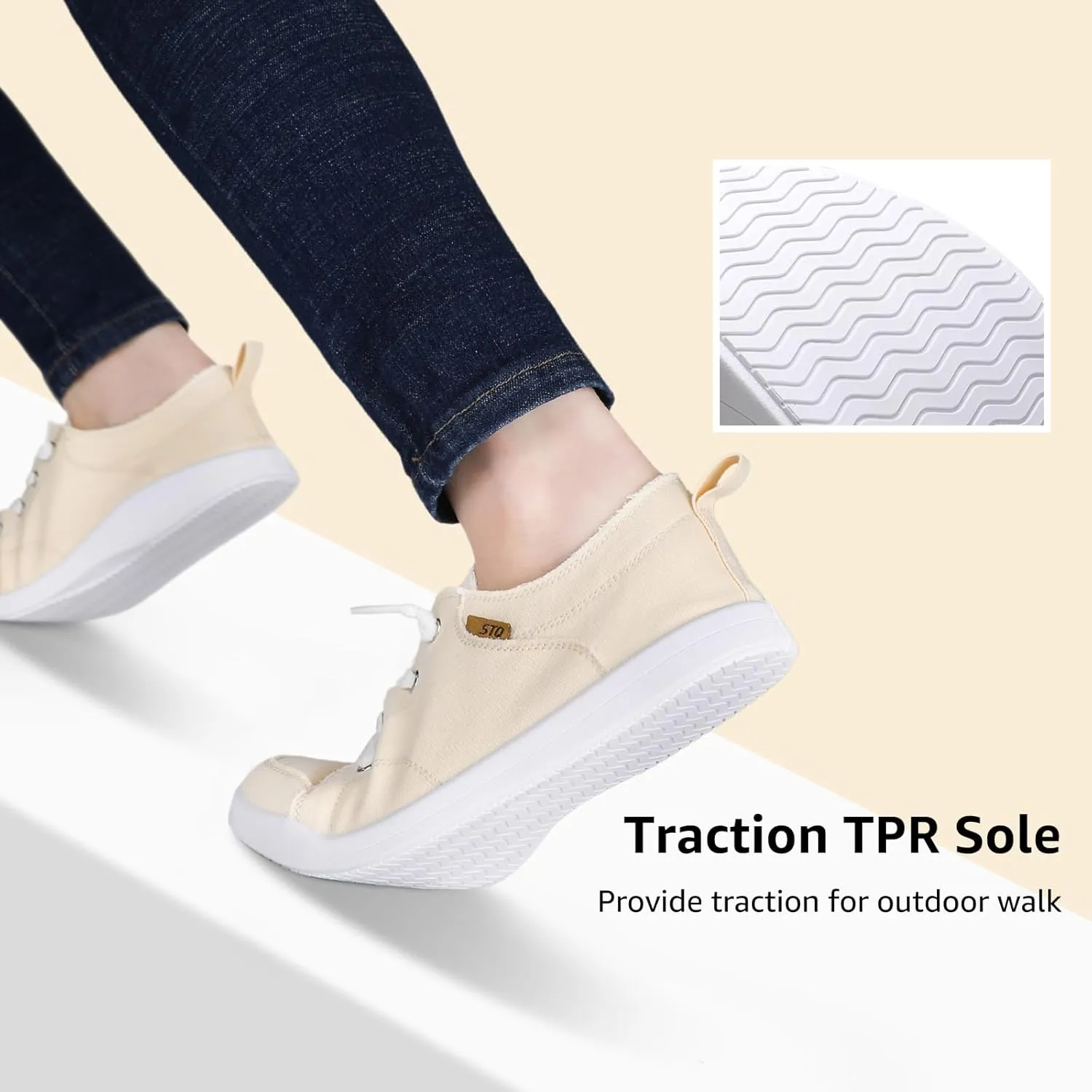 STQ Slip on Sneakers for Women Casual Canvas Shoes Machine Washable