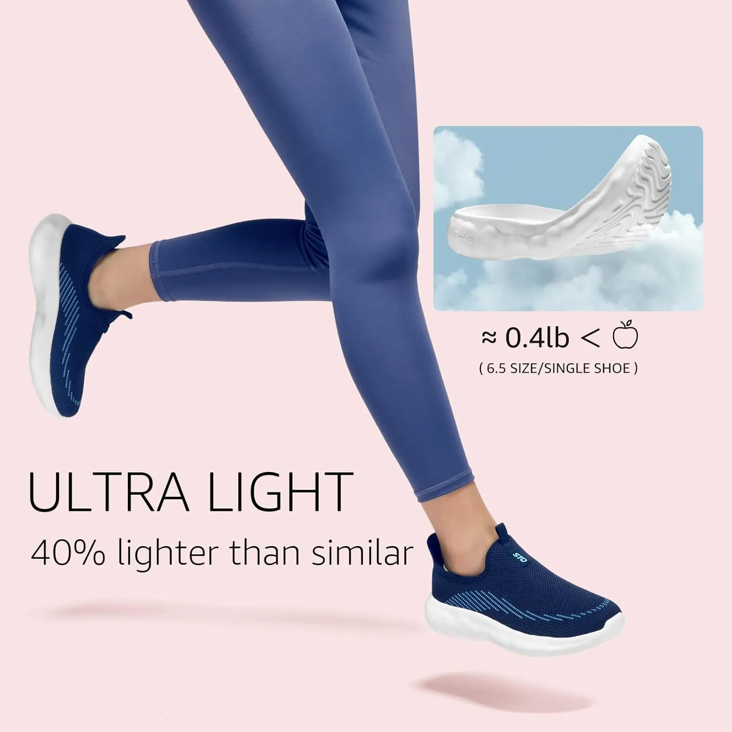 STQ Slip On Womens Sneakers Walking Orthopedic Breathable Arch Support Shoes with Cloud-Like Sole