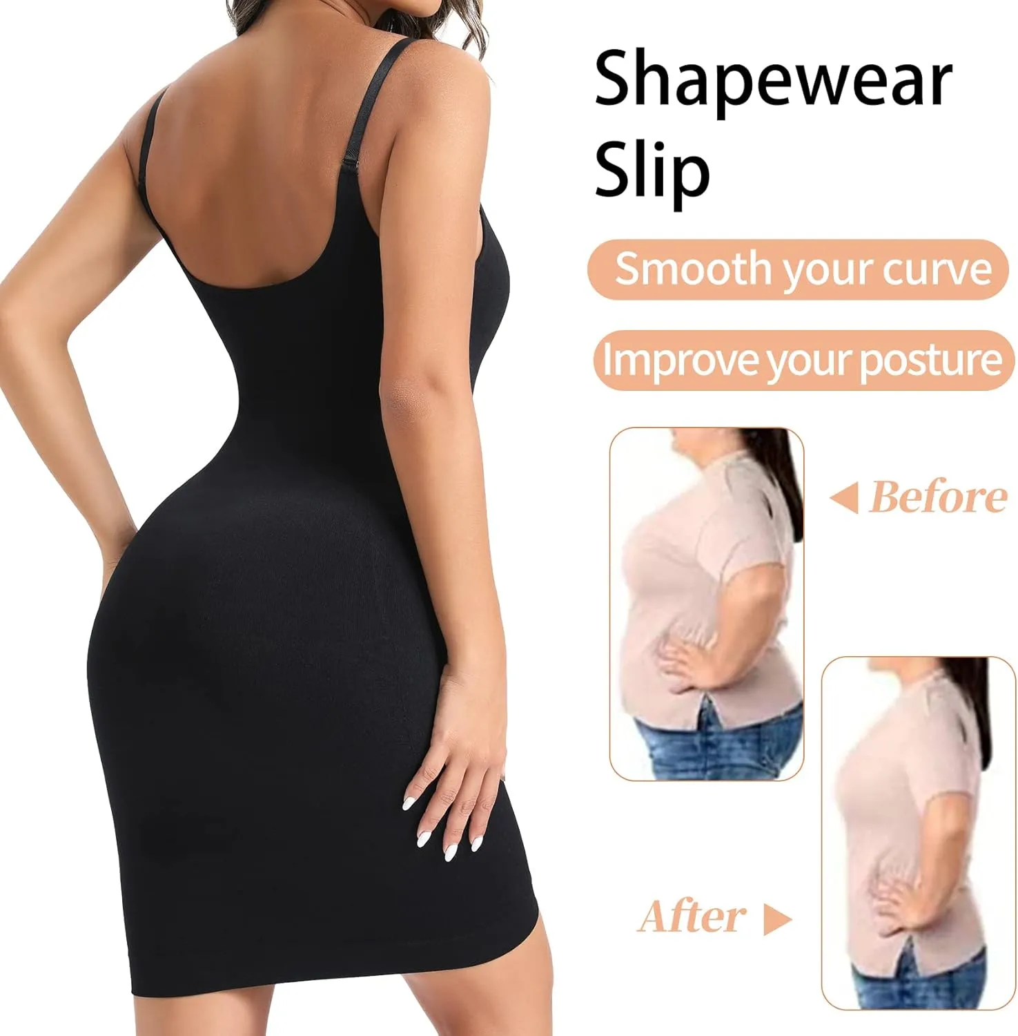 Strapless Slip Shapewear Slip Dress for Women Seamless Under Dress Shapewear Women's Full slips Tummy Control