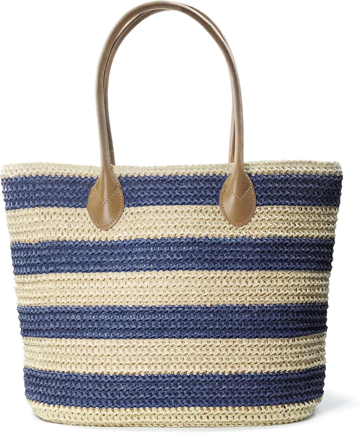 Striped Synthetic Straw Women's Tote Light Weight Vaction Shoulder Handbag
