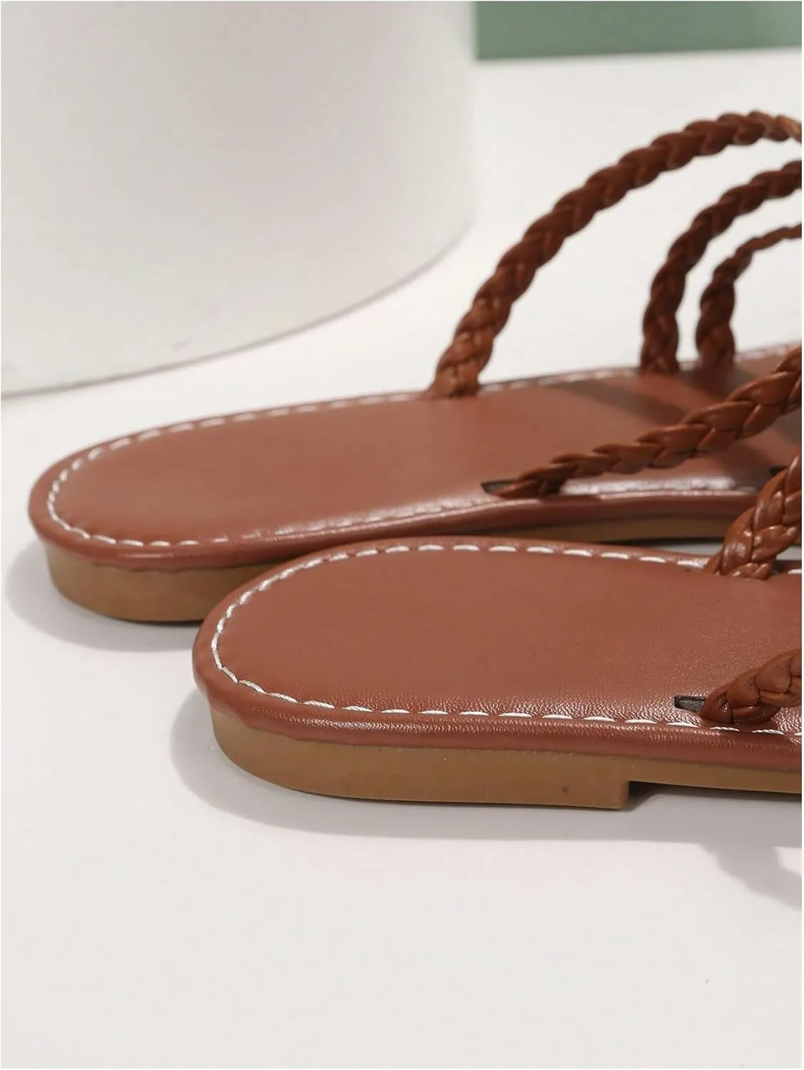 SweatyRocks Women's Braided Strappy Flat Sandals Criss Cross Open Toe Slip on Beach Sandal