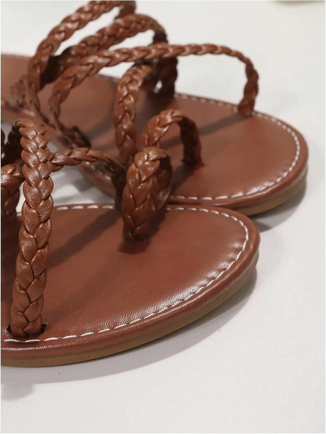 SweatyRocks Women's Braided Strappy Flat Sandals Criss Cross Open Toe Slip on Beach Sandal