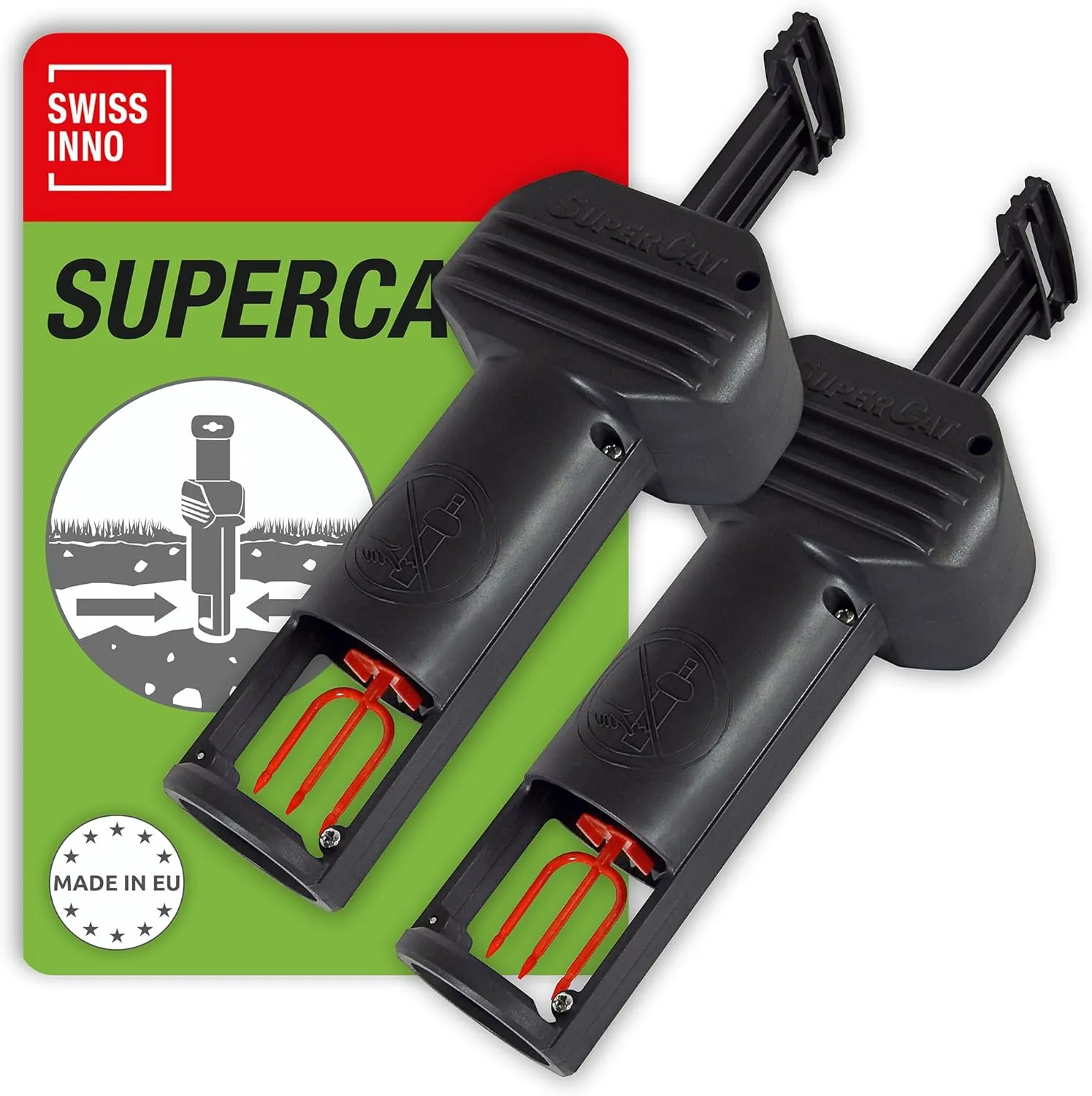 SWISSINNO Vole Trap PRO SuperCat - Control Voles and Field Mice - Unique Trigger Catch Action | Ultra-Effective with High Catch Rates - Easy to Setup, Safe and Reusable - Made in Europe: 2 Traps