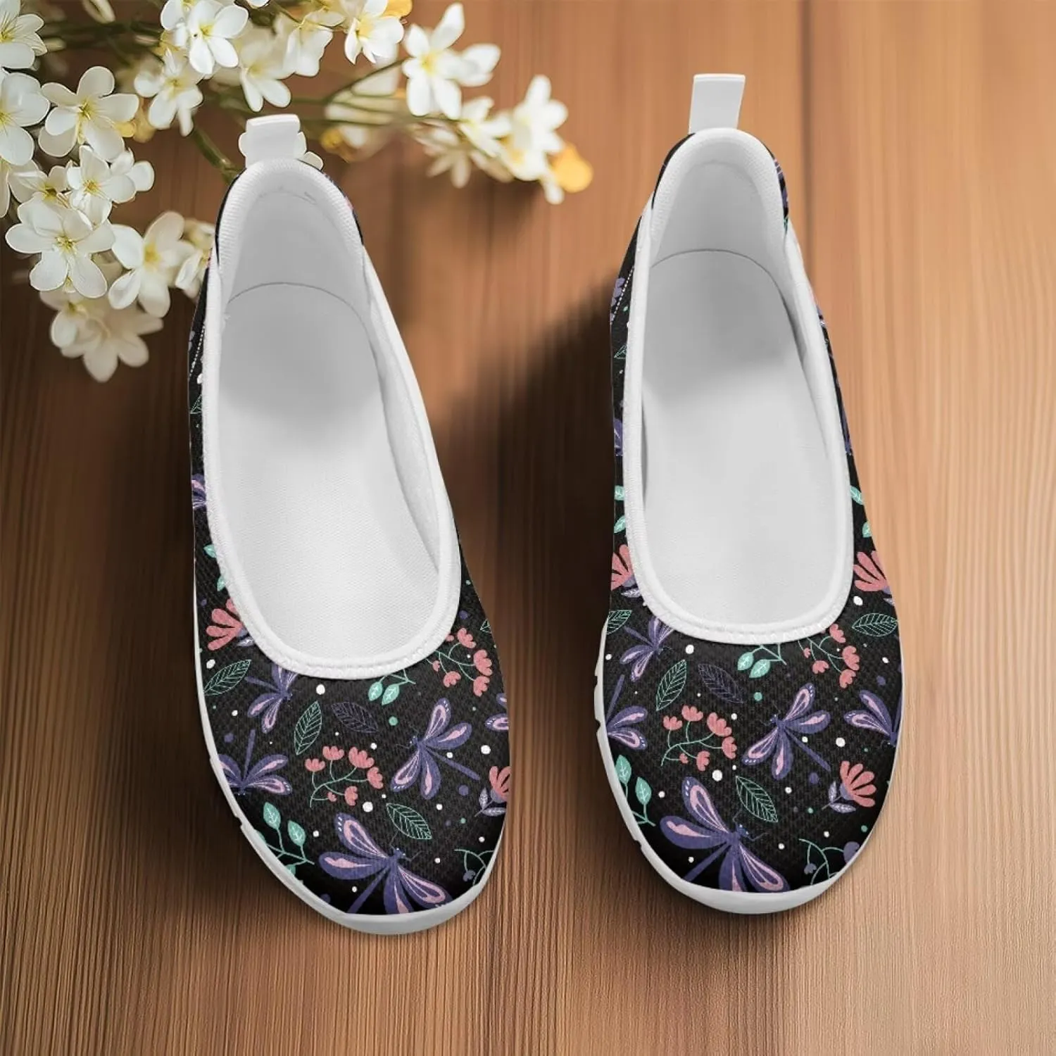 SYtrade Loafers for Women Breathable Slip On Walking Shoes White Sole