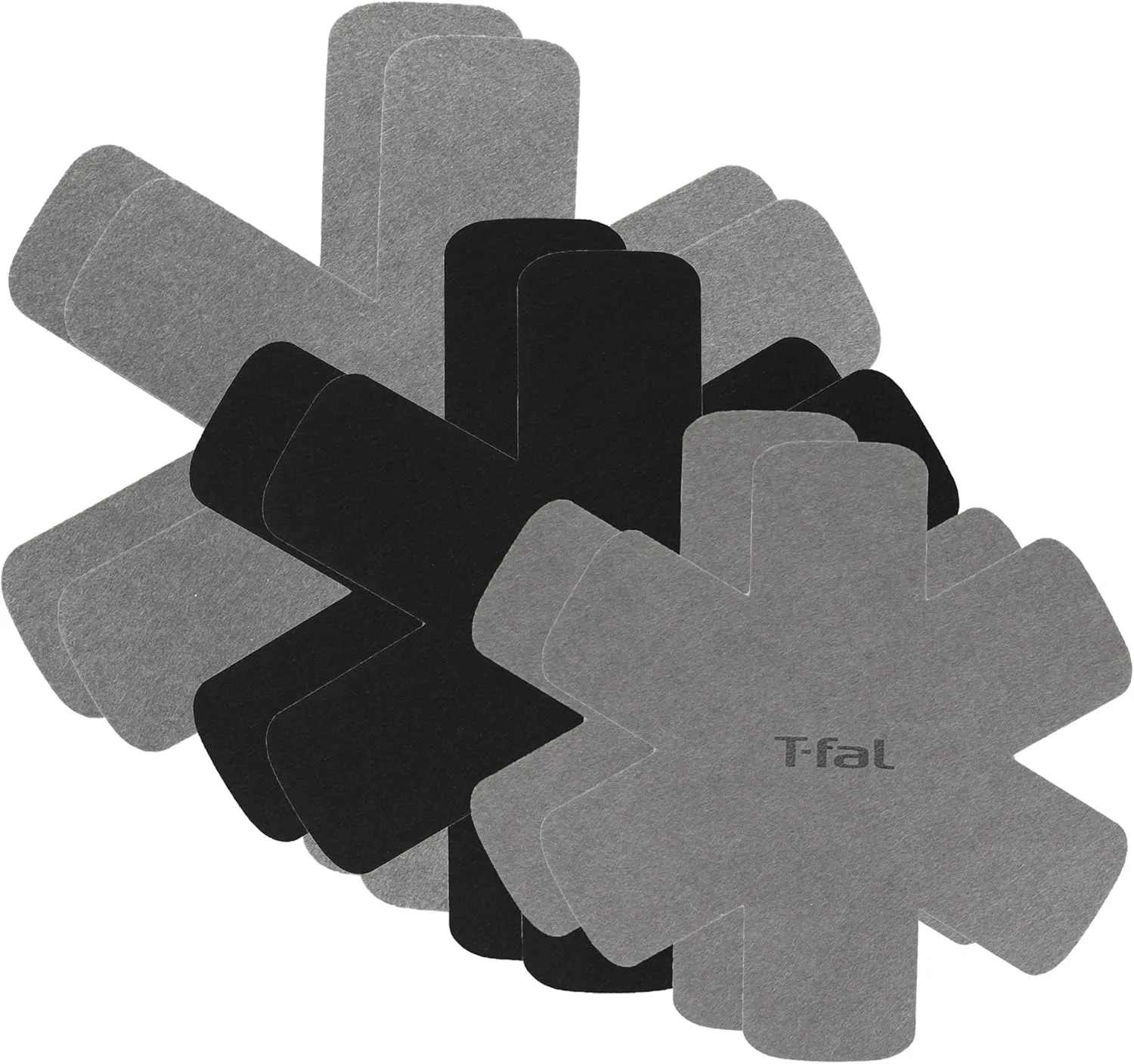 T-fal Premium Pot, Pan Cookware Protectors (6-Pack) for Stacking & Kitchen Organization, 14", 16" 18" Black and Gray