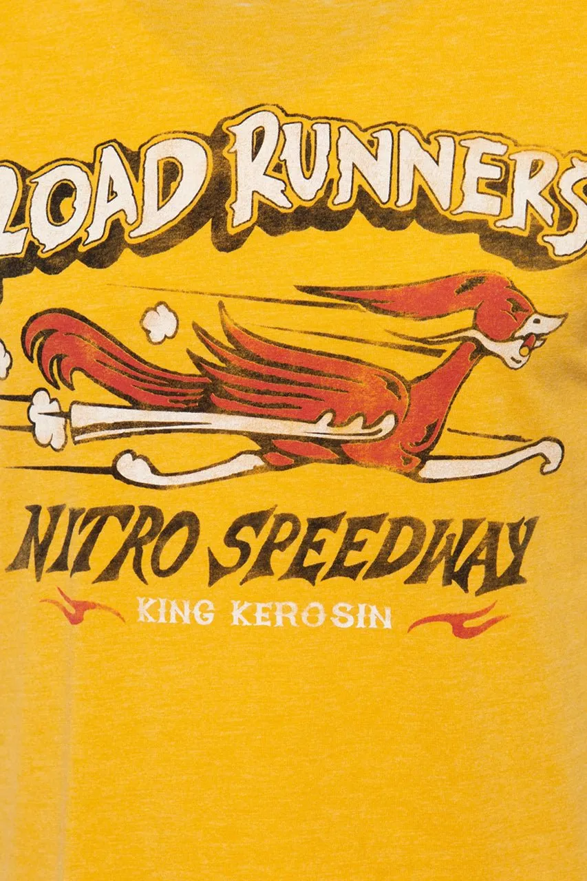 T-Shirt mit Enzymwash-Effekt und Frontprint «Roadrunner»