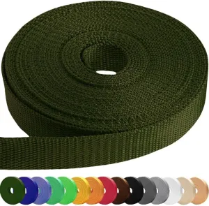 TECEUM 1" & 1.5" & 2" Webbing – 10 25 50 Yards – 40  Colors – Heavy Duty 1 Inch 1.5 Inch 2 Inch Webbing for Climbing Outdoors Indoors Crafting DIY