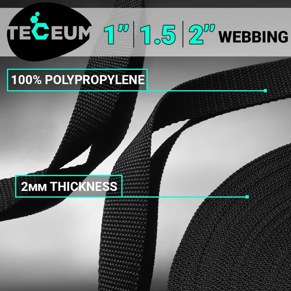 TECEUM 1" & 1.5" & 2" Webbing – 10 25 50 Yards – 40  Colors – Heavy Duty 1 Inch 1.5 Inch 2 Inch Webbing for Climbing Outdoors Indoors Crafting DIY