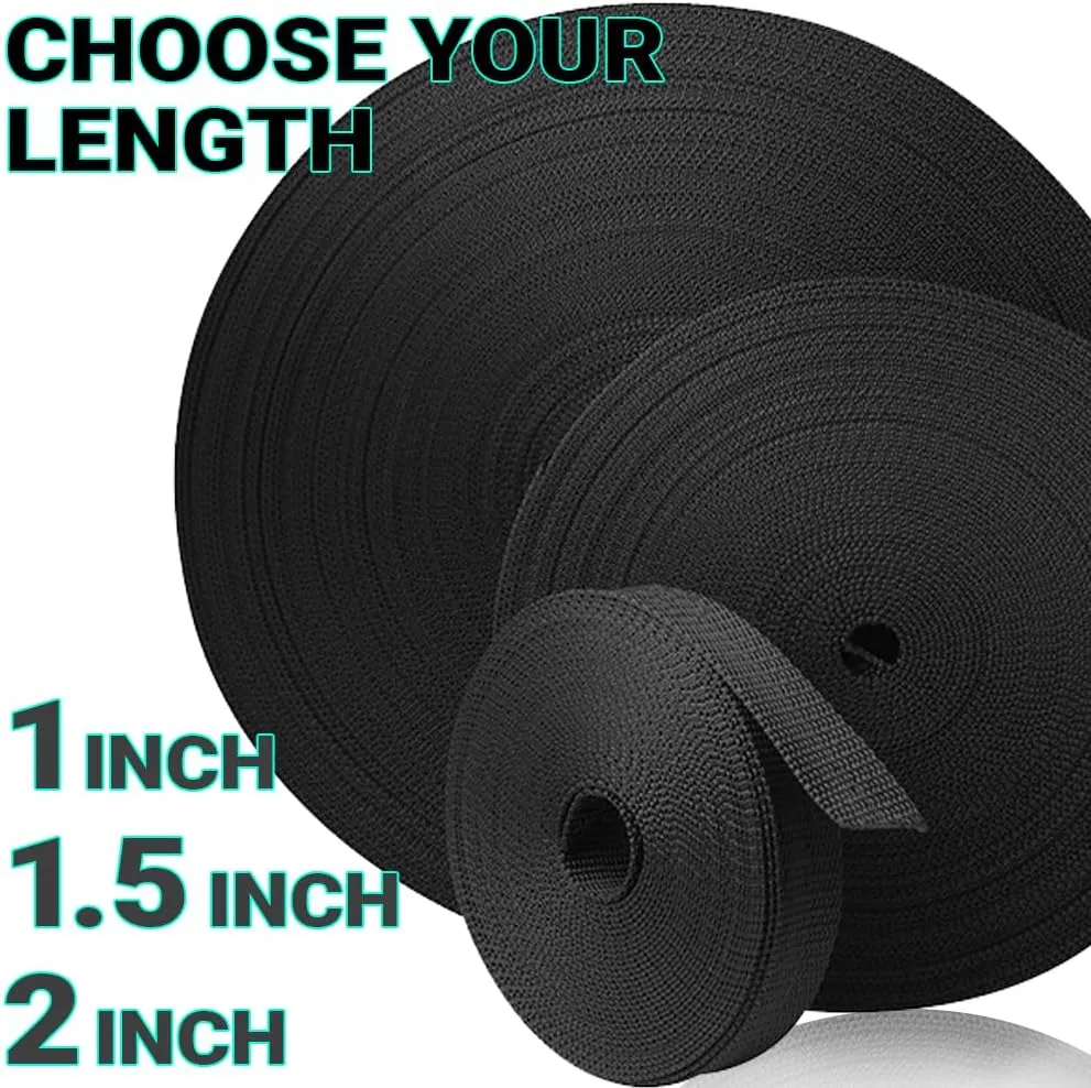TECEUM 1" & 1.5" & 2" Webbing – 10 25 50 Yards – 40  Colors – Heavy Duty 1 Inch 1.5 Inch 2 Inch Webbing for Climbing Outdoors Indoors Crafting DIY
