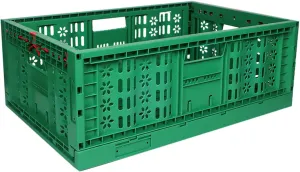 TEJAL 23.63 x 15.74 x 8.85 Collapsible Storage Bin-Green (1PK- 45 Ltr.) Foldable Plastic Solid Stackable Wall Baskets/Box- Organizer, Moving, Utility