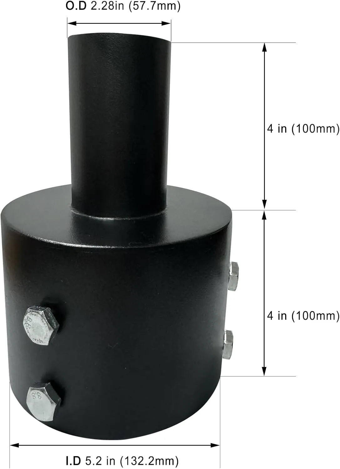 Tenon Slip Fitter Adapter for 5 inch Round Pole,Heavy Duty 2 3/8 Round Adapter for Led Parking Lot Light, Metal Outdoor Mounting Bracket, Shoebox Lighting, Street Light