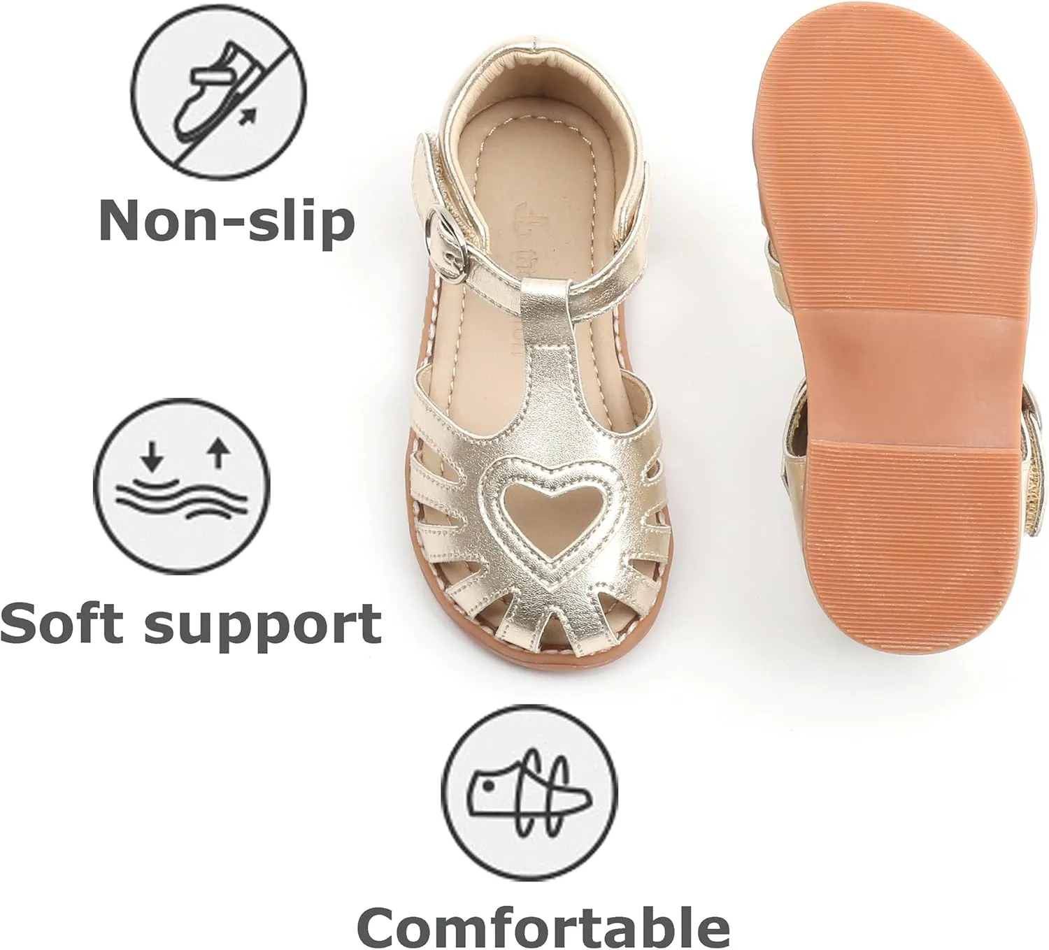 THEE BRON Princess Toddler Close Toe Sandals | Retro Lace-Up Design | Breathable Girls Shoes 3-12 Years