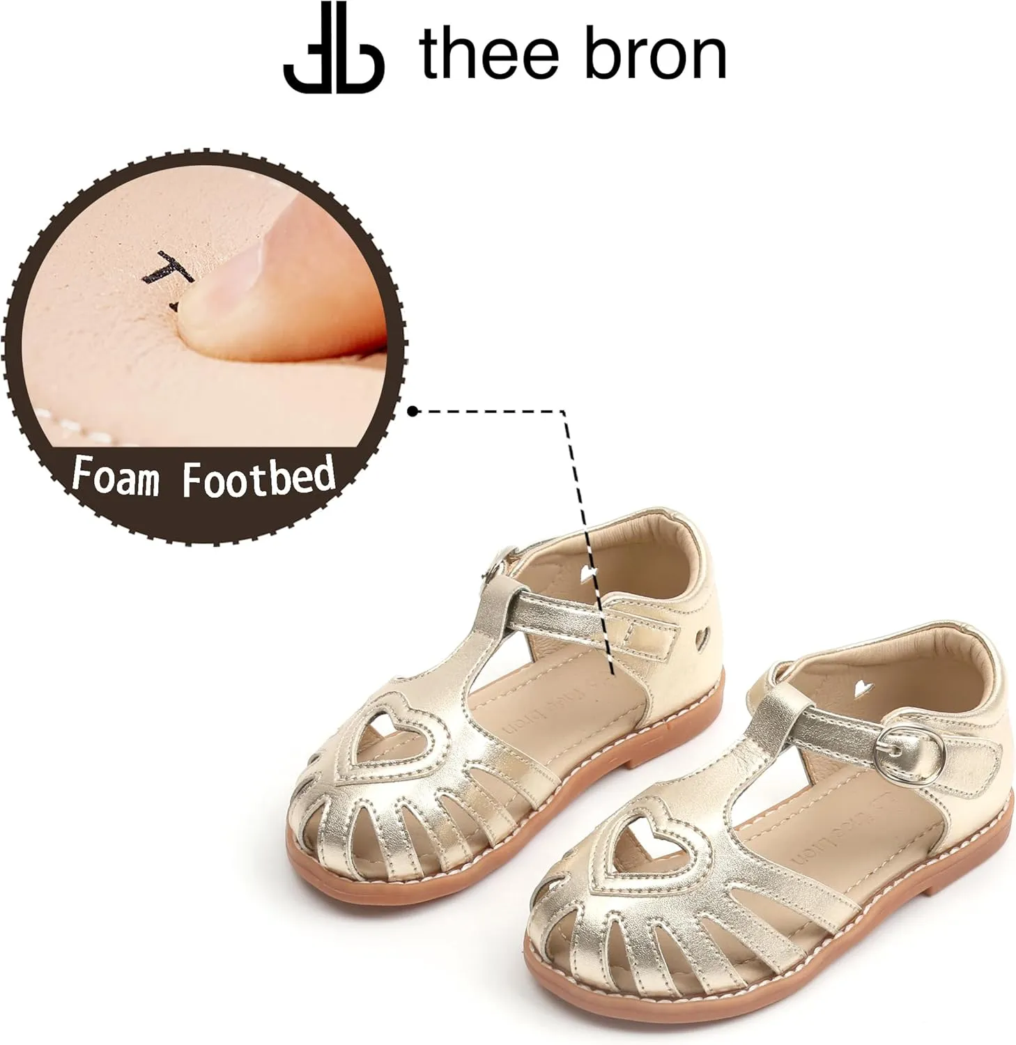 THEE BRON Princess Toddler Close Toe Sandals | Retro Lace-Up Design | Breathable Girls Shoes 3-12 Years