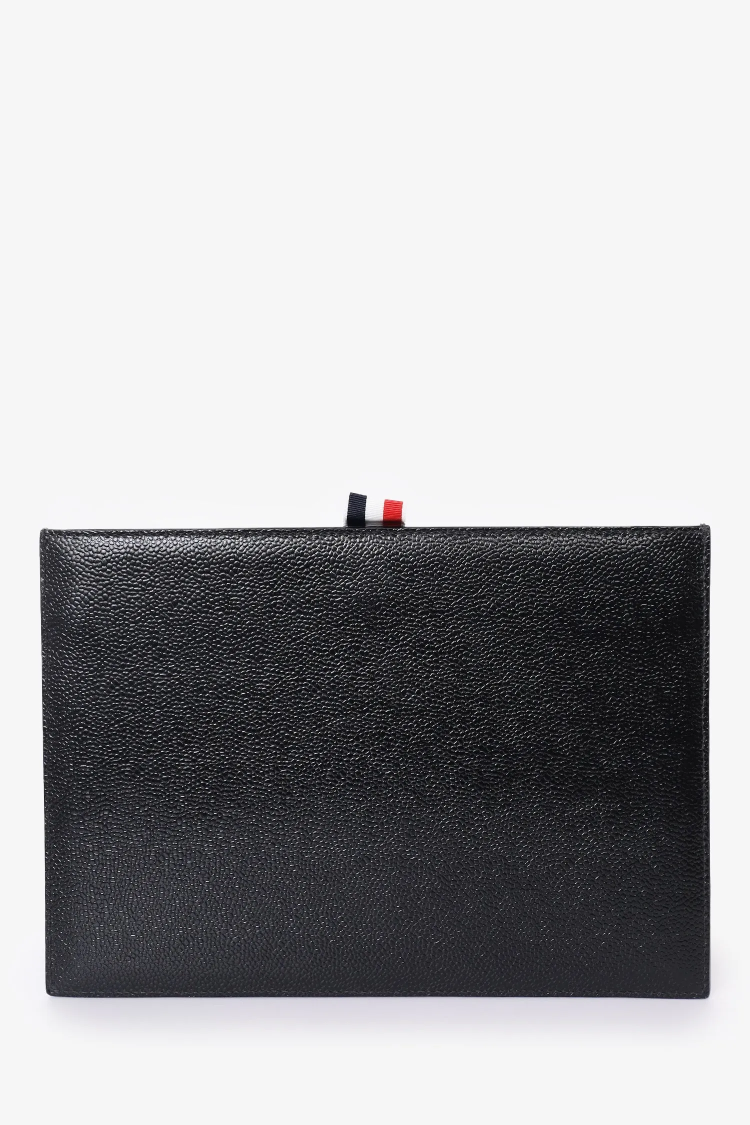 Thom Browne Black Leather Flat Portfolio/Clutch Bag