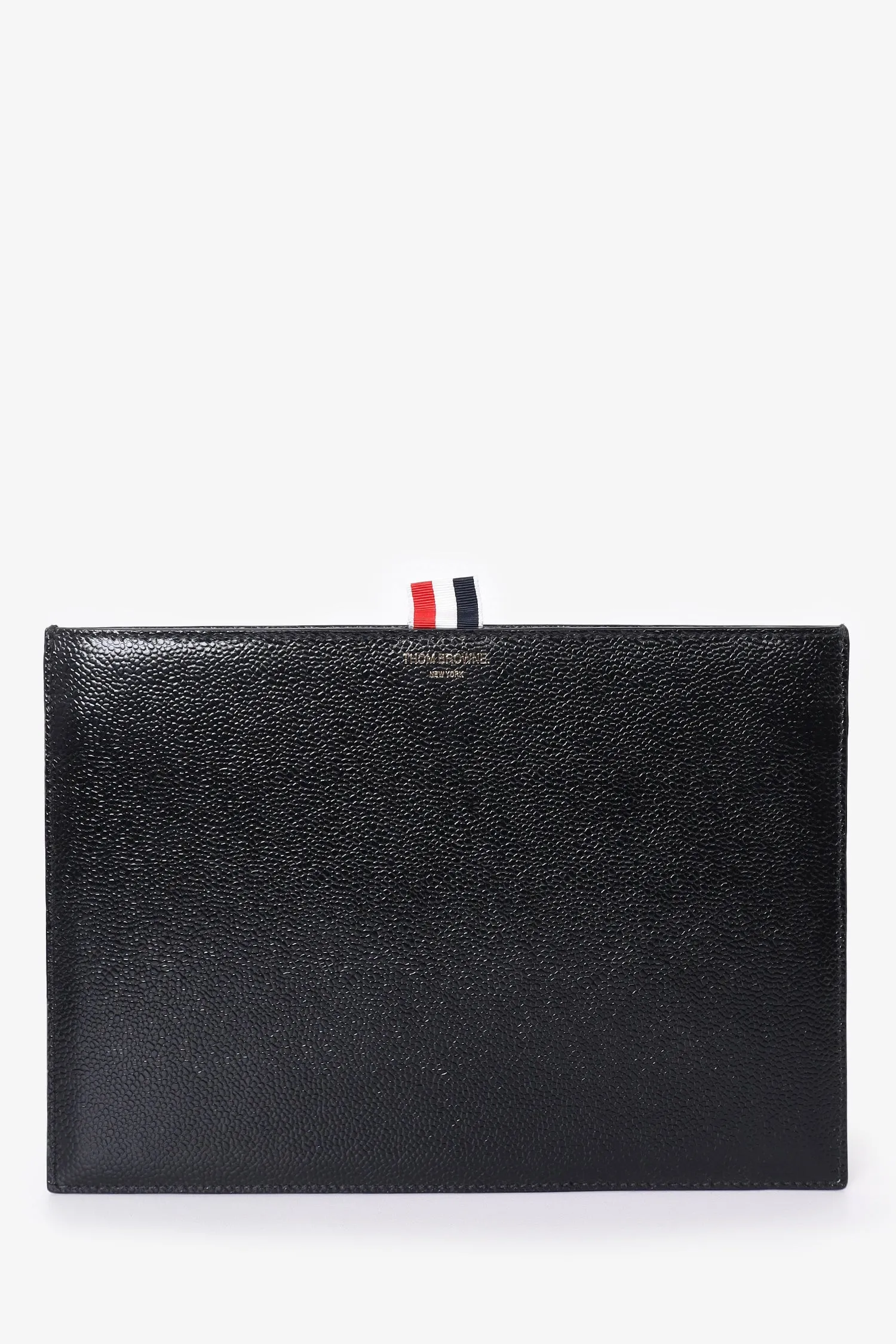Thom Browne Black Leather Flat Portfolio/Clutch Bag