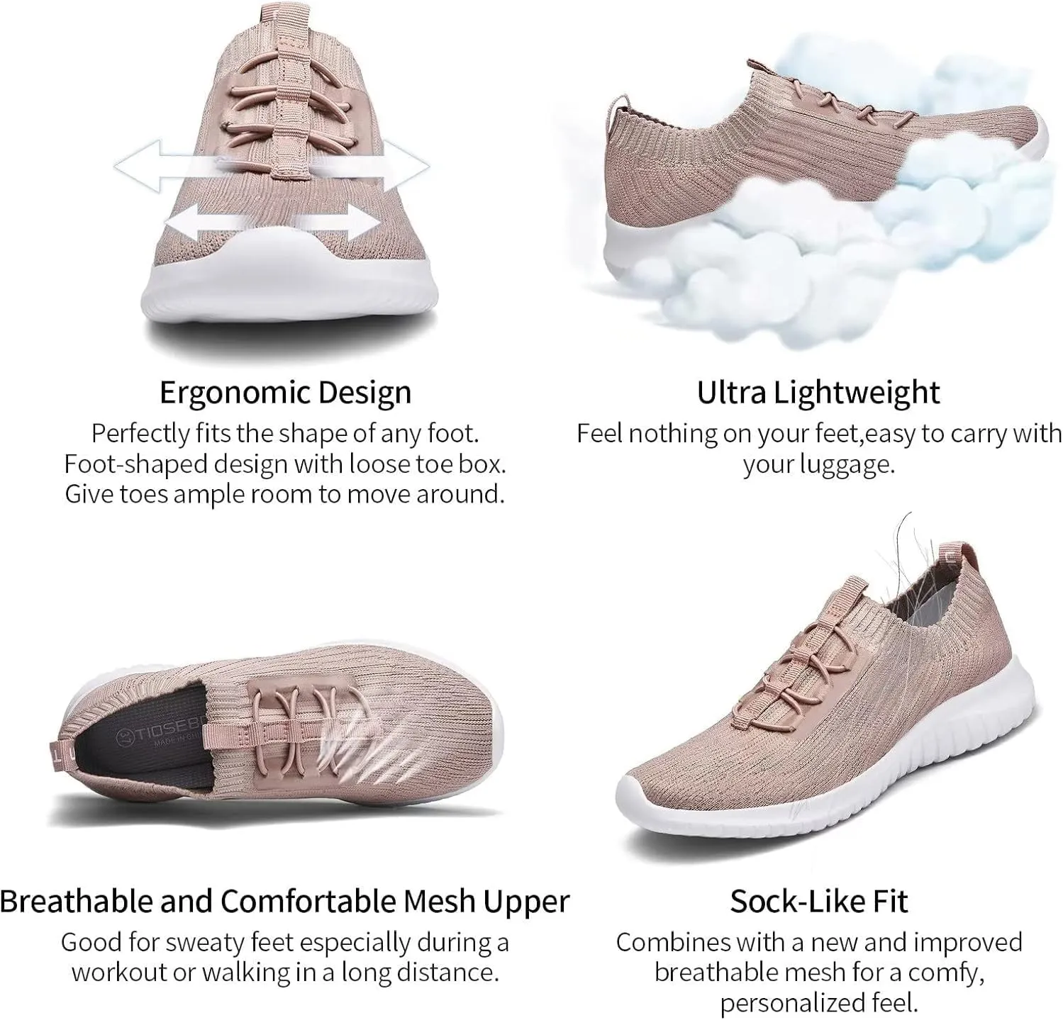 TIOSEBON Women's Slip On Walking Shoes Lightweight Casual Running Sneakers