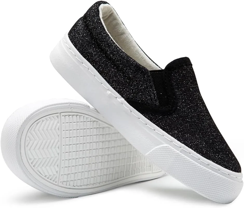 Toandon Toddler Girls Kids Sparkle Slip On Sneakers Loafers Age 2-10