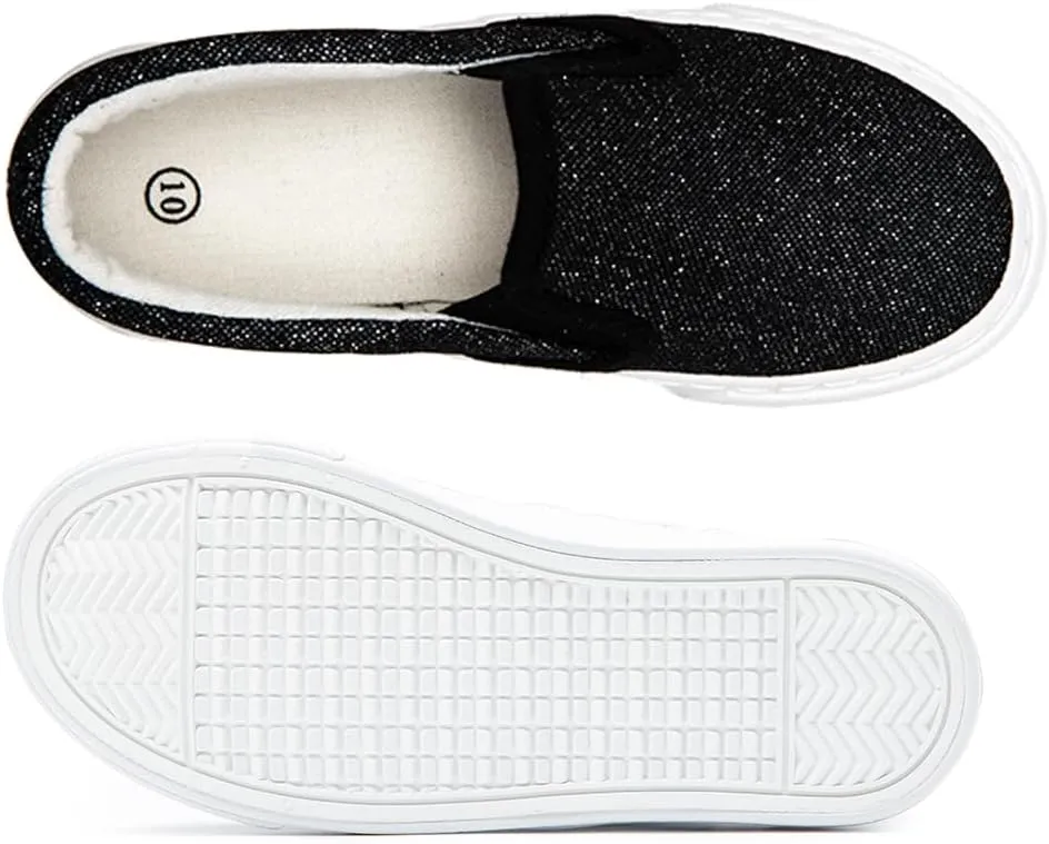 Toandon Toddler Girls Kids Sparkle Slip On Sneakers Loafers Age 2-10