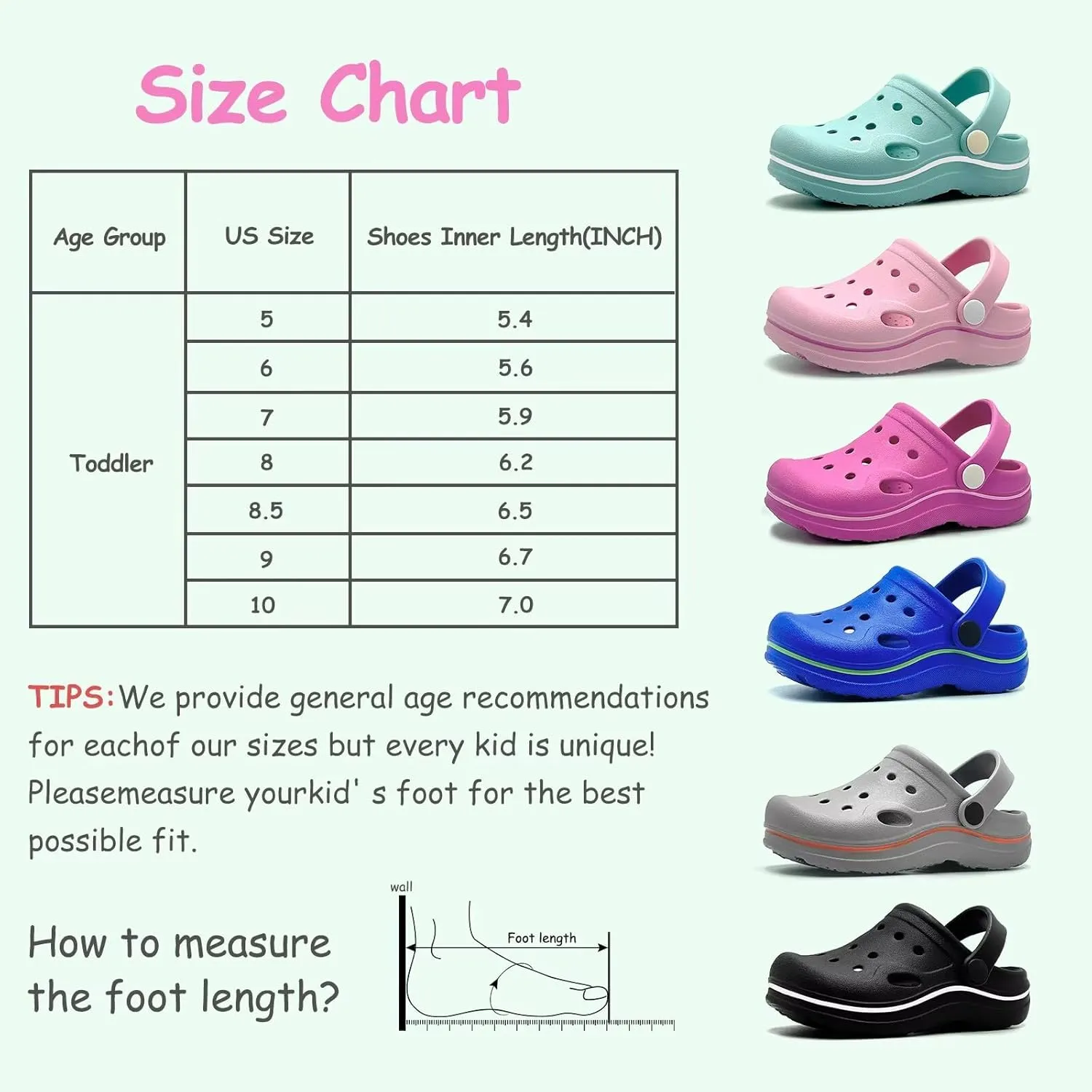 Toddler Girls Boys Clogs Classic Garden Shower Beach Pool Swim Slip on Sandals Slides Children Kid Cute Water Shoes