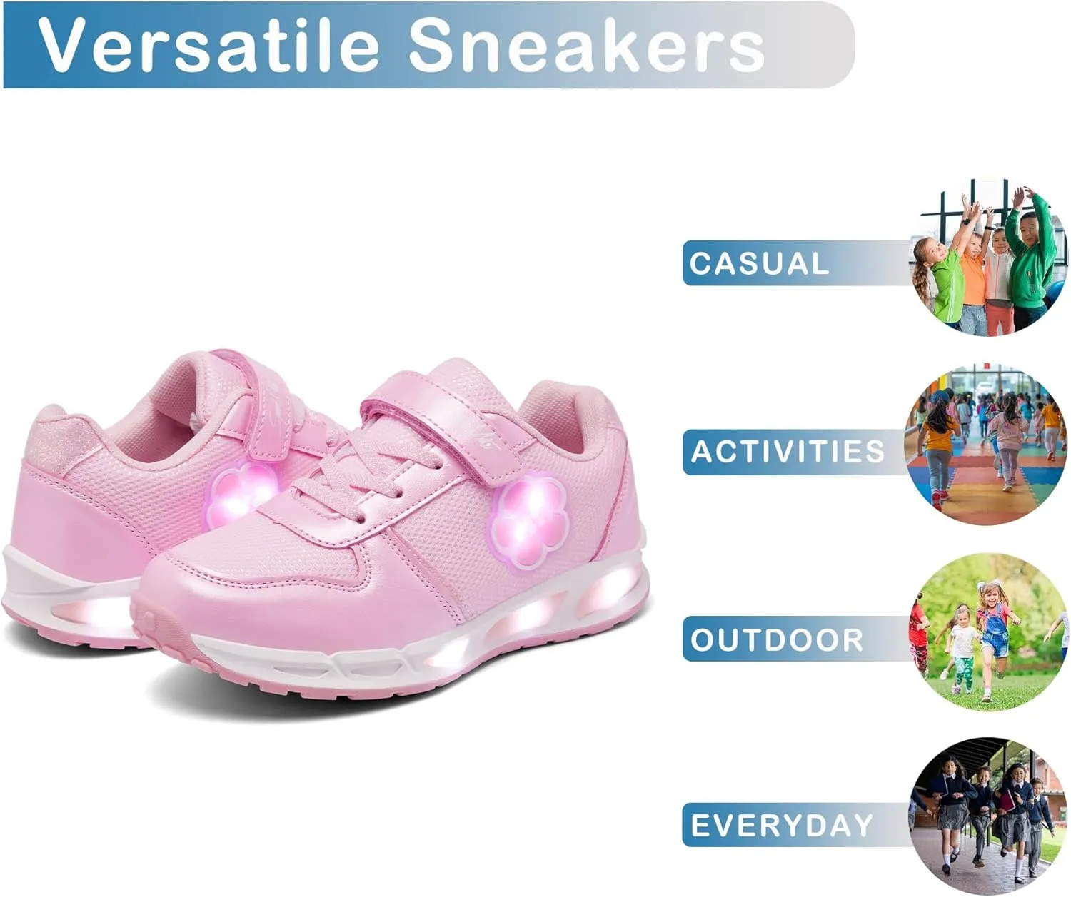 Toddler Light Up Shoes Boys Girls Breathable LED Glowing Luminous Tennis Sneakers for Outdoor Sport(Little/Big Kid)