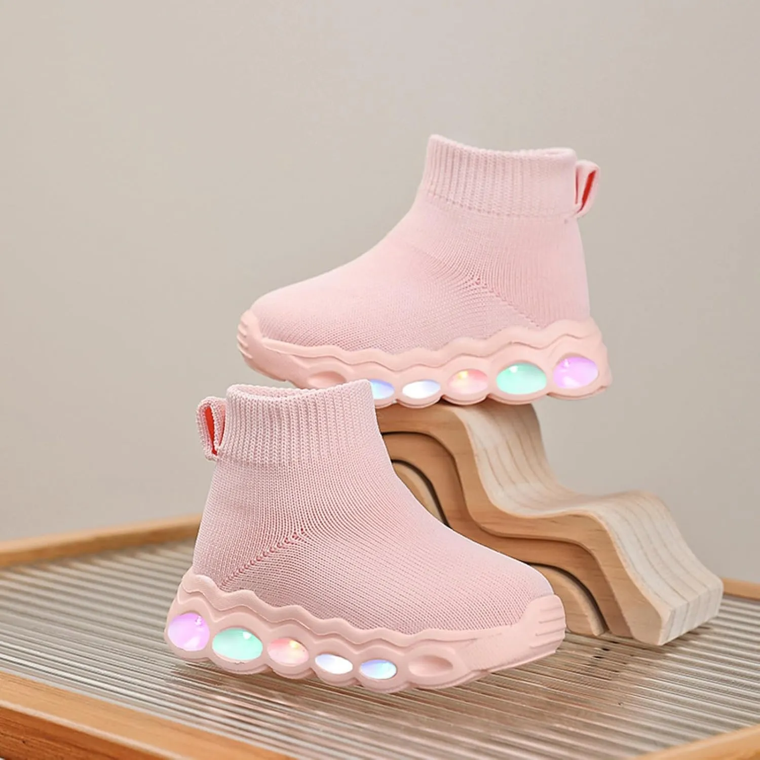 Toddler Little Kids Fashion Sneakers Light Up Slip on Breathable Athletic Casual Walking Tennis Boys Girls Shoe