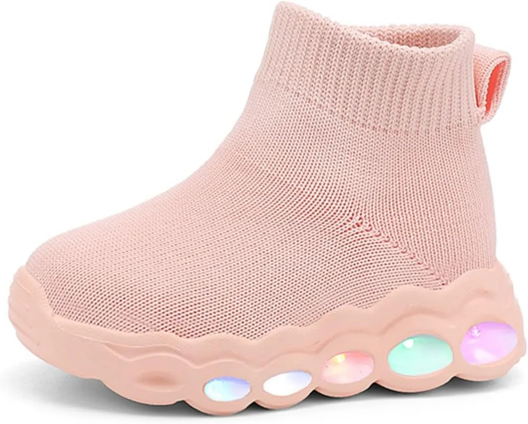 Toddler Little Kids Fashion Sneakers Light Up Slip on Breathable Athletic Casual Walking Tennis Boys Girls Shoe