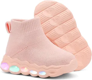 Toddler Little Kids Fashion Sneakers Light Up Slip on Breathable Athletic Casual Walking Tennis Boys Girls Shoe