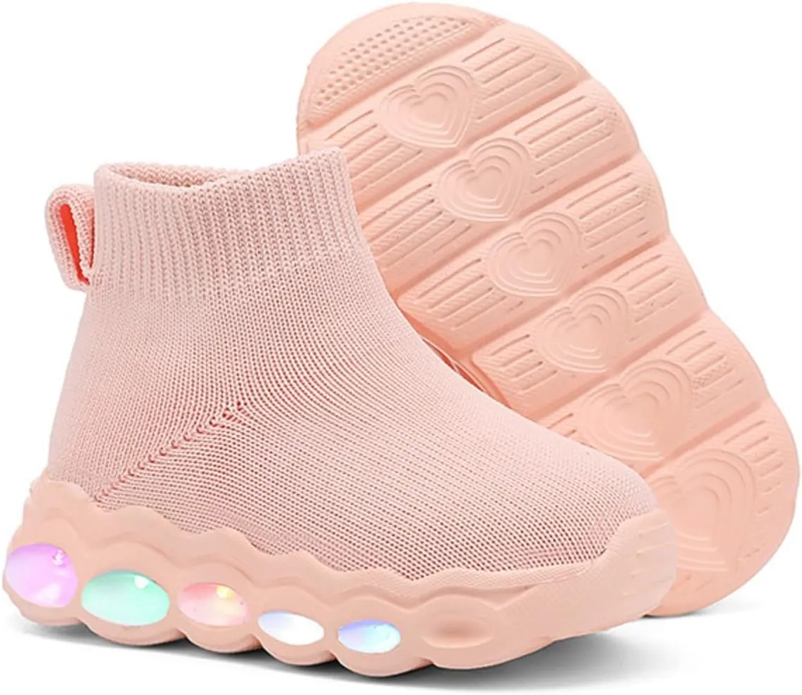 Toddler Little Kids Fashion Sneakers Light Up Slip on Breathable Athletic Casual Walking Tennis Boys Girls Shoe