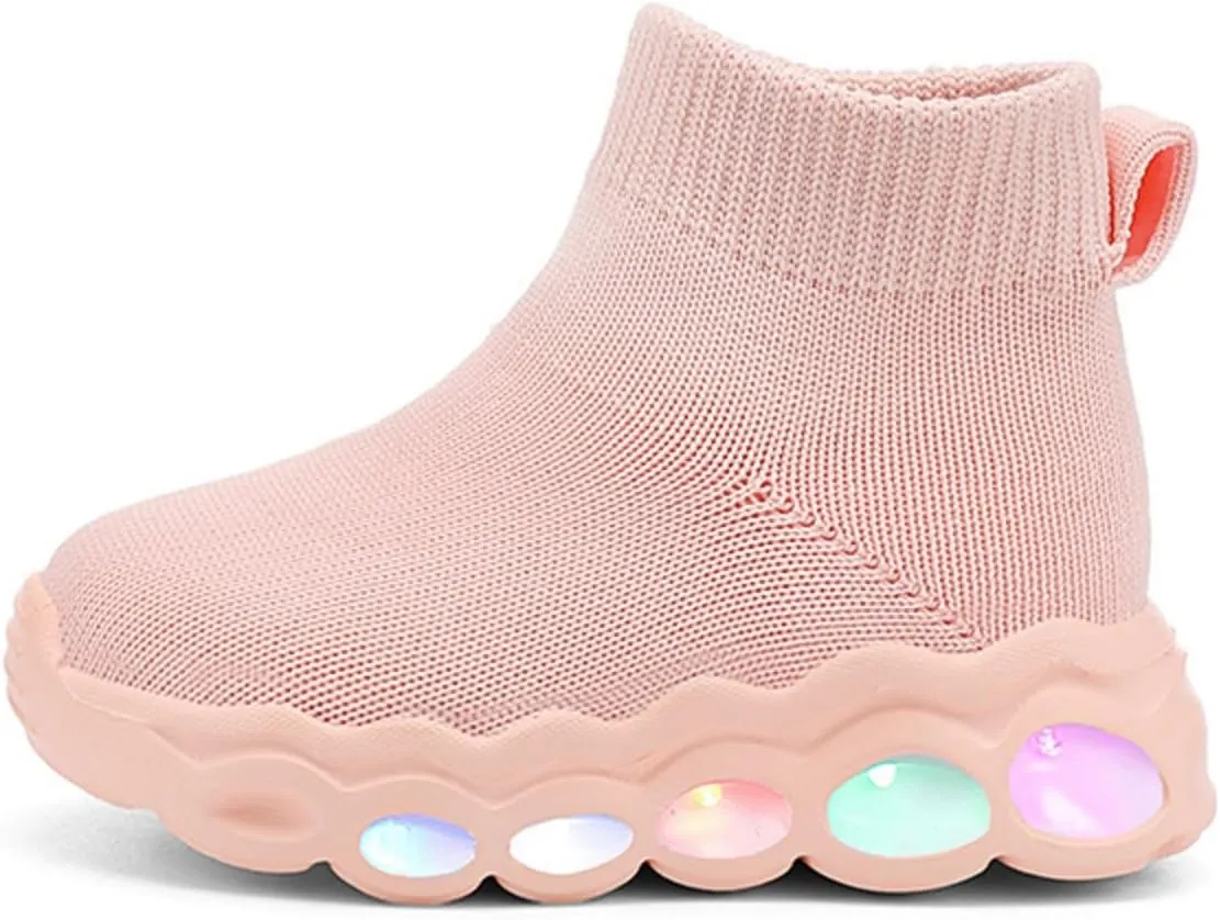 Toddler Little Kids Fashion Sneakers Light Up Slip on Breathable Athletic Casual Walking Tennis Boys Girls Shoe