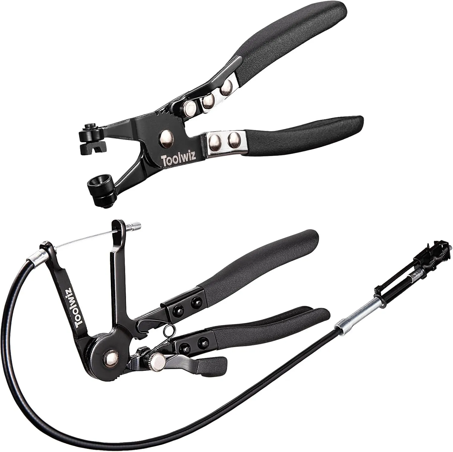 Toolwiz Hose Clamp Pliers and 27" Flexible Hose Clamp Plier, 2 Pcs Hose Clamp Pliers Set with Locking Device, Hose Clamp Tool Spring Clamp Pliers for Ring-Type or Flat-Band Hose Clamp