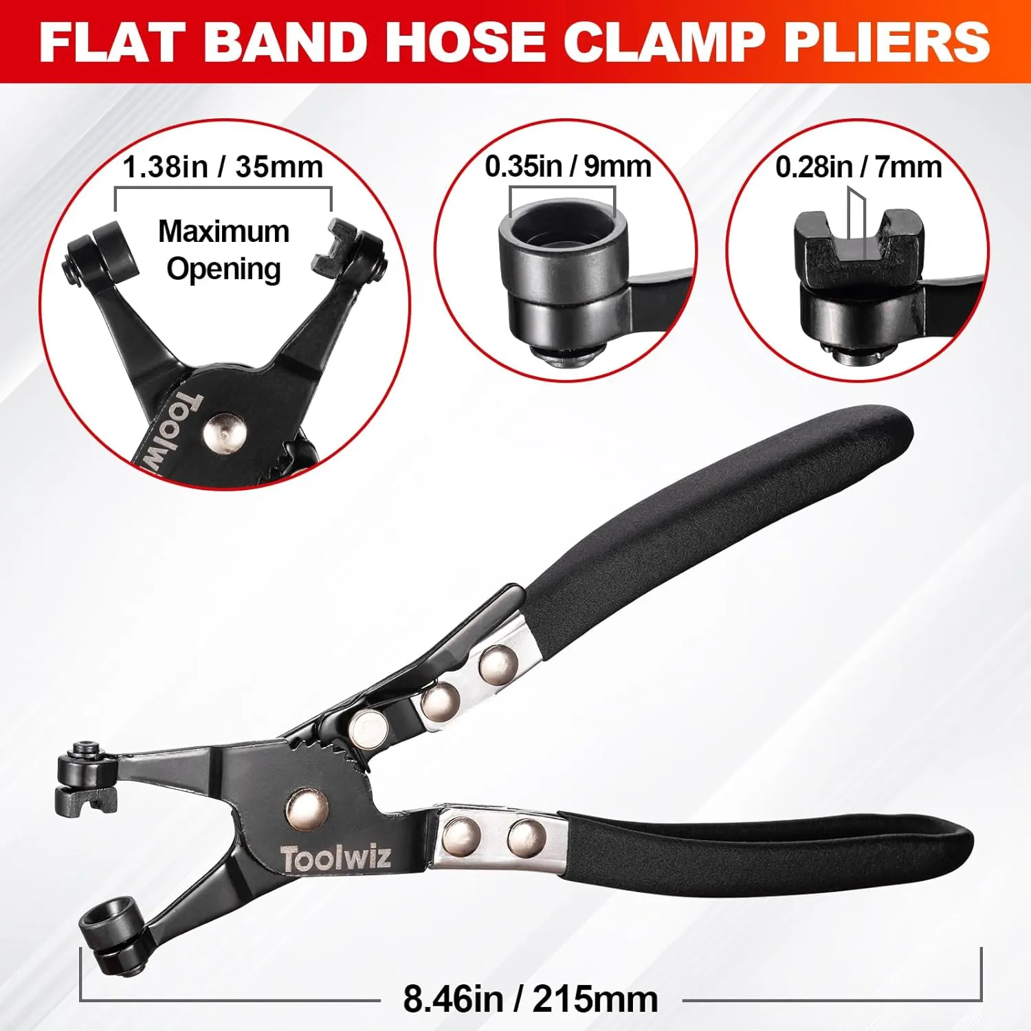 Toolwiz Hose Clamp Pliers and 27" Flexible Hose Clamp Plier, 2 Pcs Hose Clamp Pliers Set with Locking Device, Hose Clamp Tool Spring Clamp Pliers for Ring-Type or Flat-Band Hose Clamp