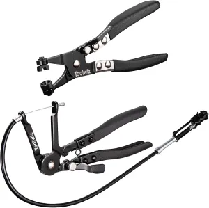 Toolwiz Hose Clamp Pliers and 27" Flexible Hose Clamp Plier, 2 Pcs Hose Clamp Pliers Set with Locking Device, Hose Clamp Tool Spring Clamp Pliers for Ring-Type or Flat-Band Hose Clamp