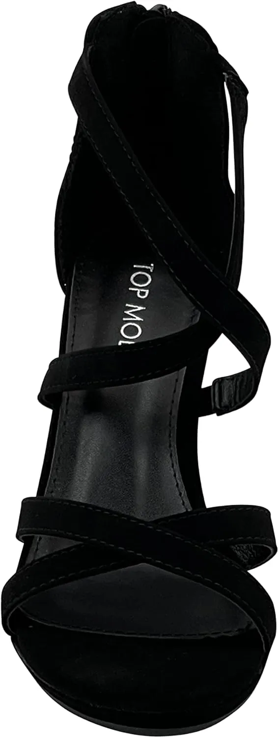 TOP Moda Womens Ankle Strap Open Toe Platform Dressy Formal Strappy Sandal High Heeled Platform Pumps Event Shoes for Women