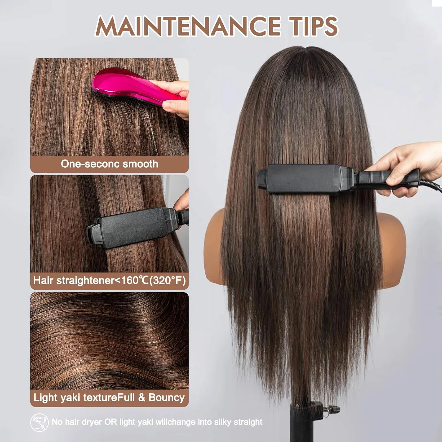 ToyoTress Highlight Ombre Synthetic Lace Front Wig With Bangs - 26 Inch Tangle-free Synthetic Lace Wigs Pre-Plucked Long Straight Glueless HD Lace Wigs For Women (26 Inch, OP4/27/613-Bangs)