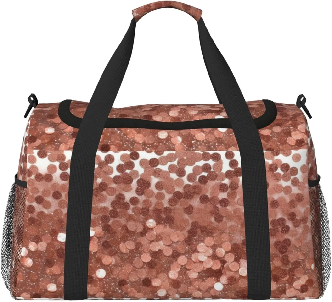Travel Duffel Bag Lightweight Waterproof Carry On Tote Bag Foldable Weekender Overnight Bags Rose Gold Glitter Sport Gym Bag For Women Men