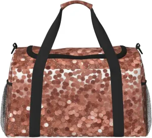 Travel Duffel Bag Lightweight Waterproof Carry On Tote Bag Foldable Weekender Overnight Bags Rose Gold Glitter Sport Gym Bag For Women Men