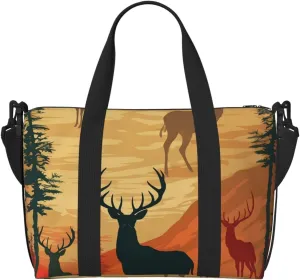 Travel Duffel Bags Personal Item Bag Carry on Luggage Bag Training Handbag Lightweight Waterproof Sports Gym Bag Deer Show Weekender Bag for Women Men