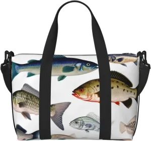 Travel Duffel Bags Personal Item Bag Carry on Luggage Bag Training Handbag Lightweight Waterproof Sports Gym Bag Different Fish Weekender Bag for Women Men