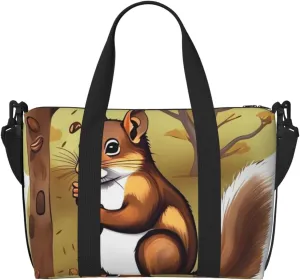 Travel Duffel Bags Personal Item Bag Carry On Luggage Bag Training Handbag Lightweight Waterproof Sports Gym Bag Nut-Eating Squirrel Weekender Bag for Women Men, Black, One Size, Travel Duffle