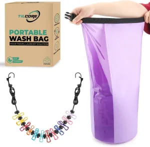 Travel Washing Machine & Retractable Clothesline - Hand Washing Machine & Portable Clothes Washer - Durable Travel Laundry Wash Bag & Camping Washing Machine - Portable Manual Clothes Washer