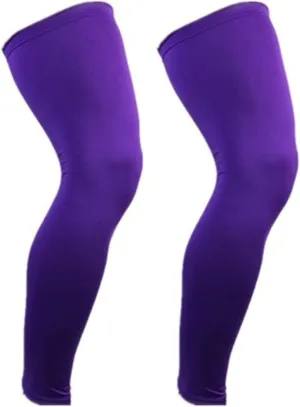 TREGOO Sports Compression Long Leg Sleeve UV Full Length Knee Sleeve for Men Women Youth Running Basketball Football Cycling (Purple,Medium)