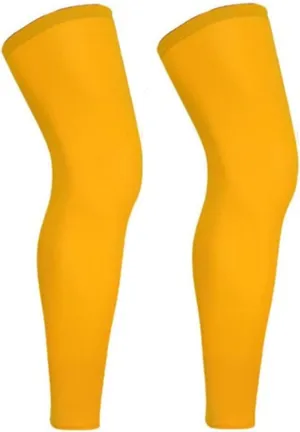 TREGOO Sports Compression Long Leg Sleeve UV Full Length Knee Sleeve for Men Women Youth Running Basketball Football Cycling (Yellow,X-Large)