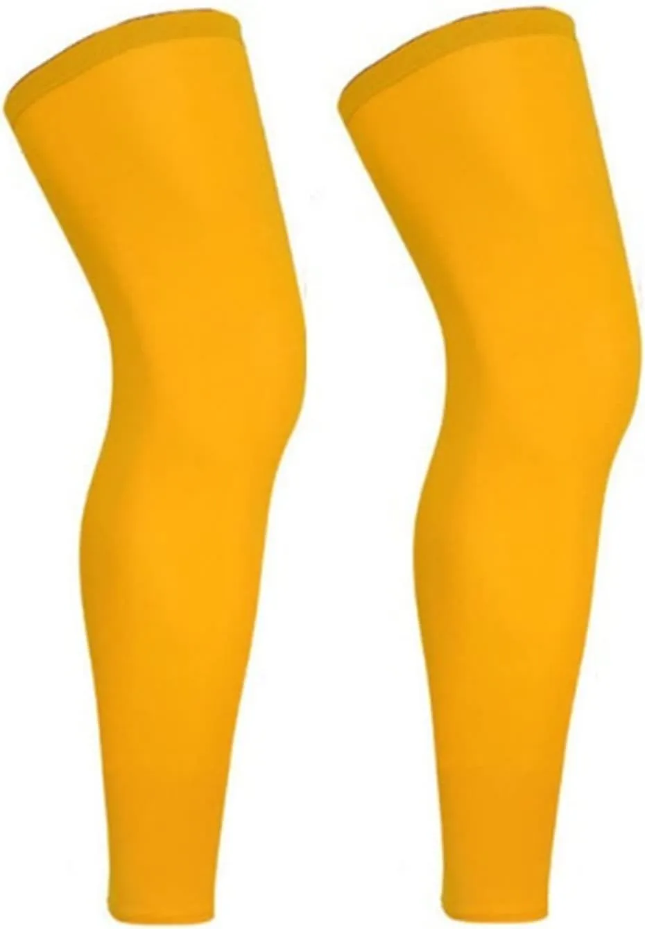 TREGOO Sports Compression Long Leg Sleeve UV Full Length Knee Sleeve for Men Women Youth Running Basketball Football Cycling (Yellow,X-Large)