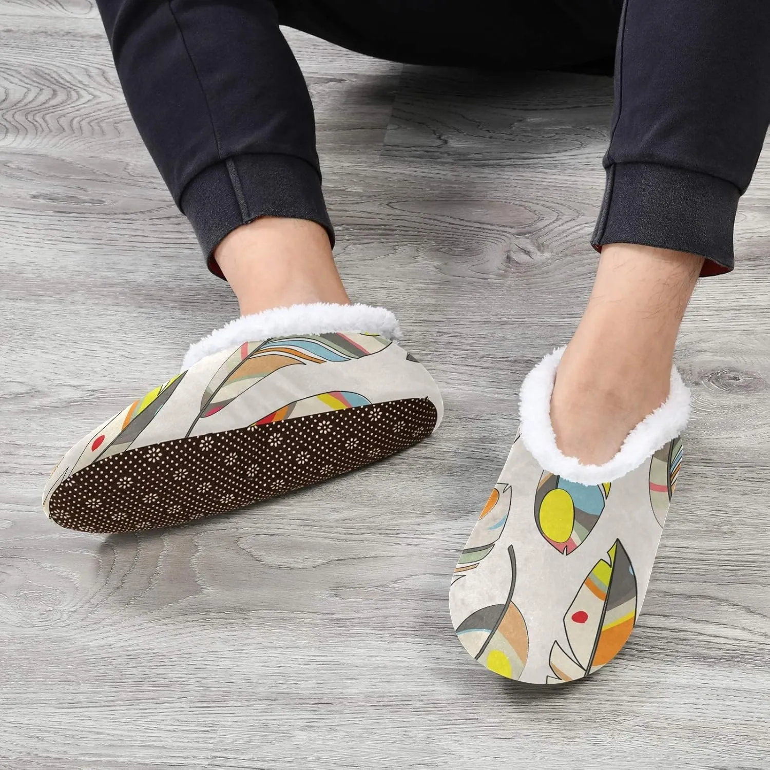 Unisex Fuzzy House Slippers Memory Foam Warm Slip Shoes Fur Lining M-XXL