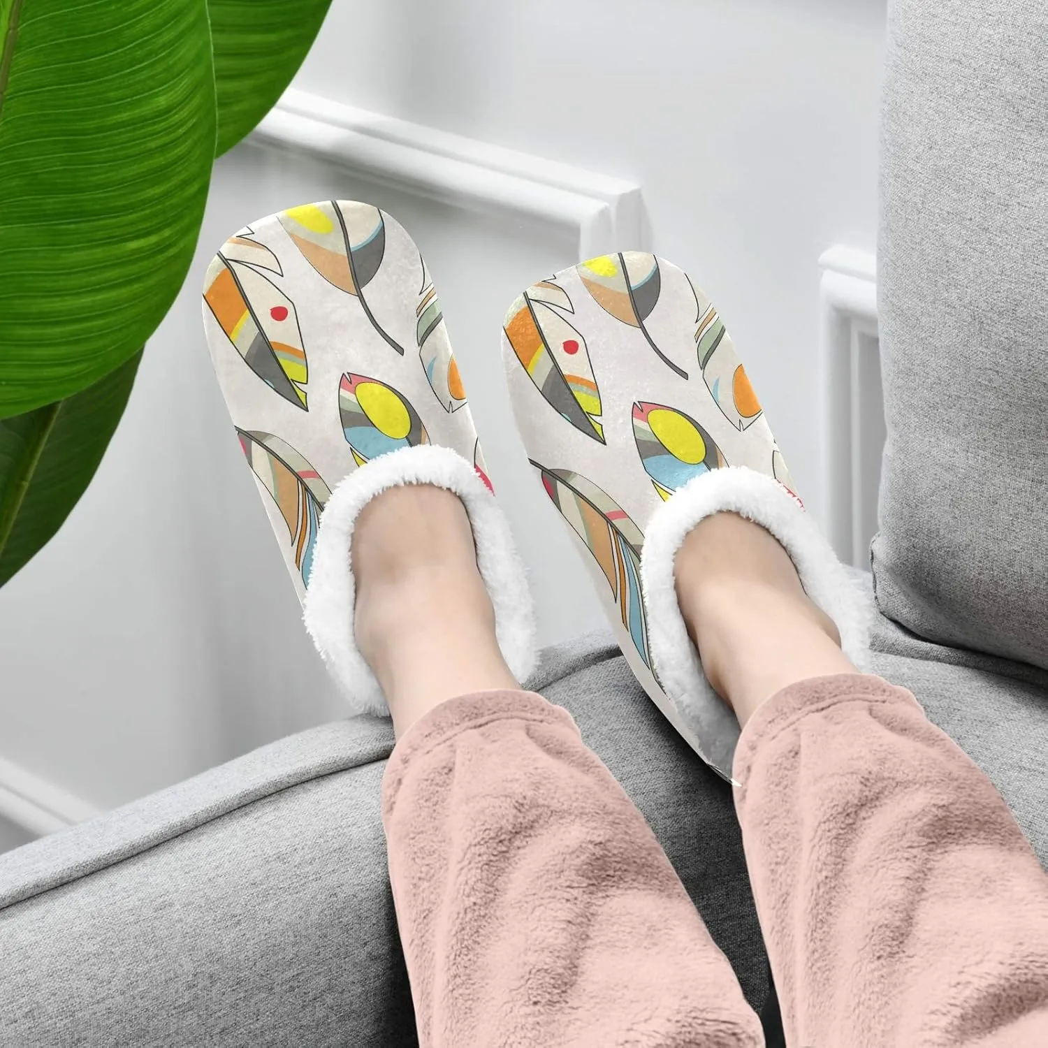 Unisex Fuzzy House Slippers Memory Foam Warm Slip Shoes Fur Lining M-XXL