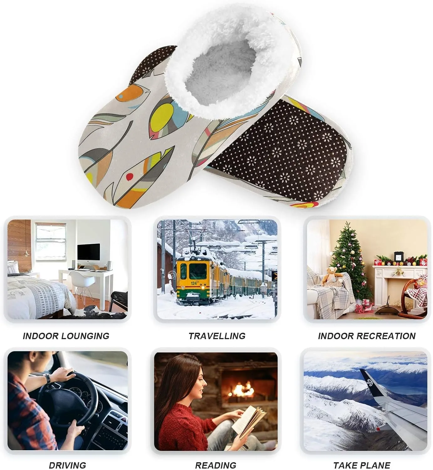 Unisex Fuzzy House Slippers Memory Foam Warm Slip Shoes Fur Lining M-XXL